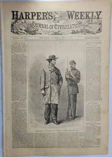 Harper's Weekly 5/27/1865 Lincoln Funeral Springfield  Illinois / Johnston's end