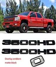 Overlay Matte Black Doors Rear Emblems Fit 2007-2018 Silverado Sierra 3500HD