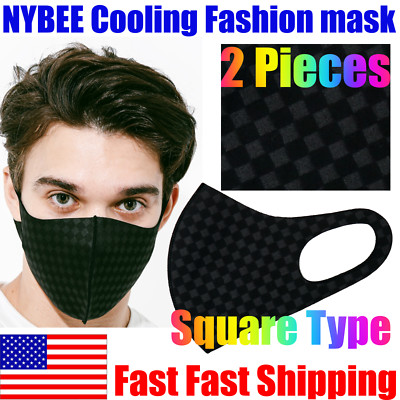 2pcs NYBEE SPORT (Square) Black Face Fashion Mask Washable and Reusable Square