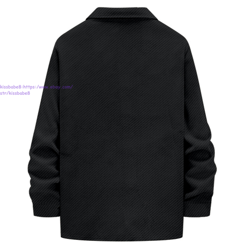 Men's Casual Shirt Jacket Autumn Button Down Long Sleeve Lightweight Lapel Coat - Picture 8 of 22