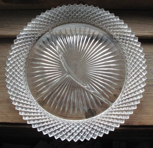 Anchor Hocking Miss America Depression Glass Divided 10.25" Plate Clear SO23