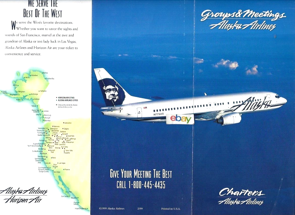 ALASKA AIRLINES 2/1999 BOEING 737-400 GROUPS & MEETINGS & CHARTER