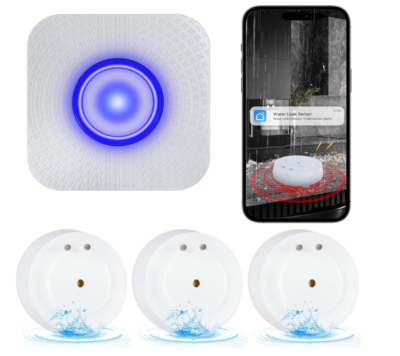 #ad Wifi Water Leak Detector: 110Db Water Sensor Alarm with Triple Real Time Alerts $29.95
