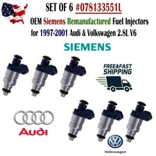 Oem Siemens X6 Fuel Injectors For 1997-2001 Audi Volkswagen 2.8l V6 078133551l