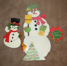 3 Vintage Die Cut Cardboard Christmas Decorations