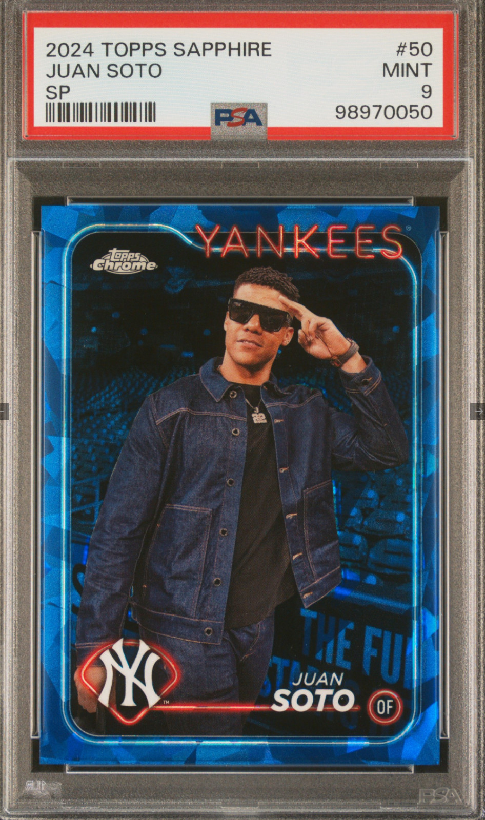2024 Topps Chrome Sapphire Juan Soto Image Variation SP #50 Yankees PSA 9 MINT