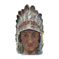 Ceramic Native American Chief Head Canister Jar, Multicolor, MPN 6699 24