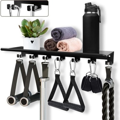 Multipurpose Metal Wall Mounted Gym Equipment Organizer Floating Shelf with Hook
