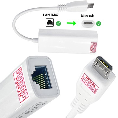 Weiß Micro USB RJ45 LAN Adapter 100Mbps Gigabit für Doro PhoneEasy 612 Handy