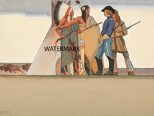 Maynard Dixon - Indian and Soldier 1938 -  17x22 Print REPRODUCTION