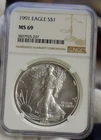 1991 US Silver Eagle $1 NGC MS69