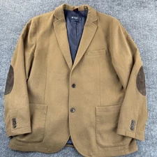 Cremieux Blazer Mens Large Brown Wool Sport Coat Suede Elbow Patches 2 Button