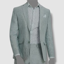 Bar III Men's Green Linen Slim-Fit Jacket Pants 2-Piece Suit Size 38L 34W 34L