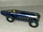 Marx 1937sTin Wind Up Blue Mechanical Speed Racer - Boat-Tail Racecar - 13"