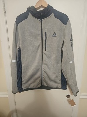 Reebok Outerwear Mens XL Full Zip Hoodie Jacket Gray Heather Navy OMRB585MX NWT