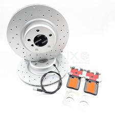 FOR BMW 418i F36 M SPORT CROSS DRILLED REAR BRAKE DISCS PADS SENSOR 345mm