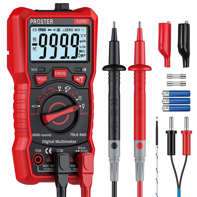 Proster TRMS 6000 Counts Auto Ranging Digital Multimeter with 600V AC/DC Voltage
