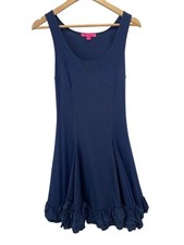 Betsey Johnson Mini Dress Small Sleeveless Scoop Neck Fit and Flare Ruffle Hem