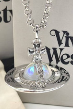 Vivienne Westwood Nana Crystal Big Orb Aurora Silver Tone Necklace Box Set-20mm