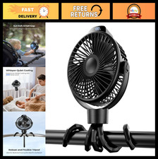 Portable Baby Stroller Fan - Rechargeable, 3 Speeds, 360 Rotation, Low Noise, C