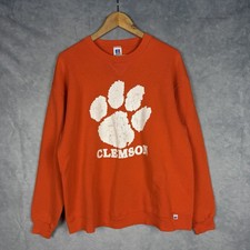 Vintage Clemson Tigers Sweatshirt Mens XL Crewneck Orange Made In USA 90s