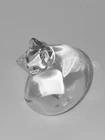 Steuben Sleeping Cat Crystal Hand Cooler / Paperweight Figurine 2.5” Signed