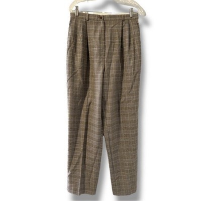 Vintage Liz Baker Brown Plaid Tapered Trousers Pants Women s Sz 14 Academia Fall