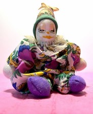 Vintage 6  Clown with Porcelain Painted Face and Jumpsuit, with Weighed Body
