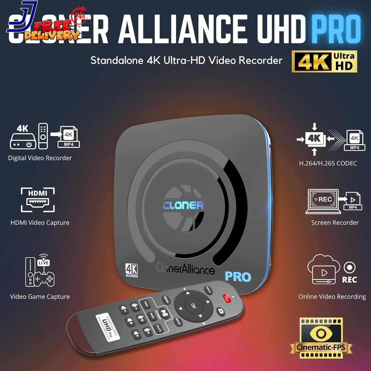 UHD Pro 4K Video Recorder HDMI Capture DVR with H.265/H.264 Codec