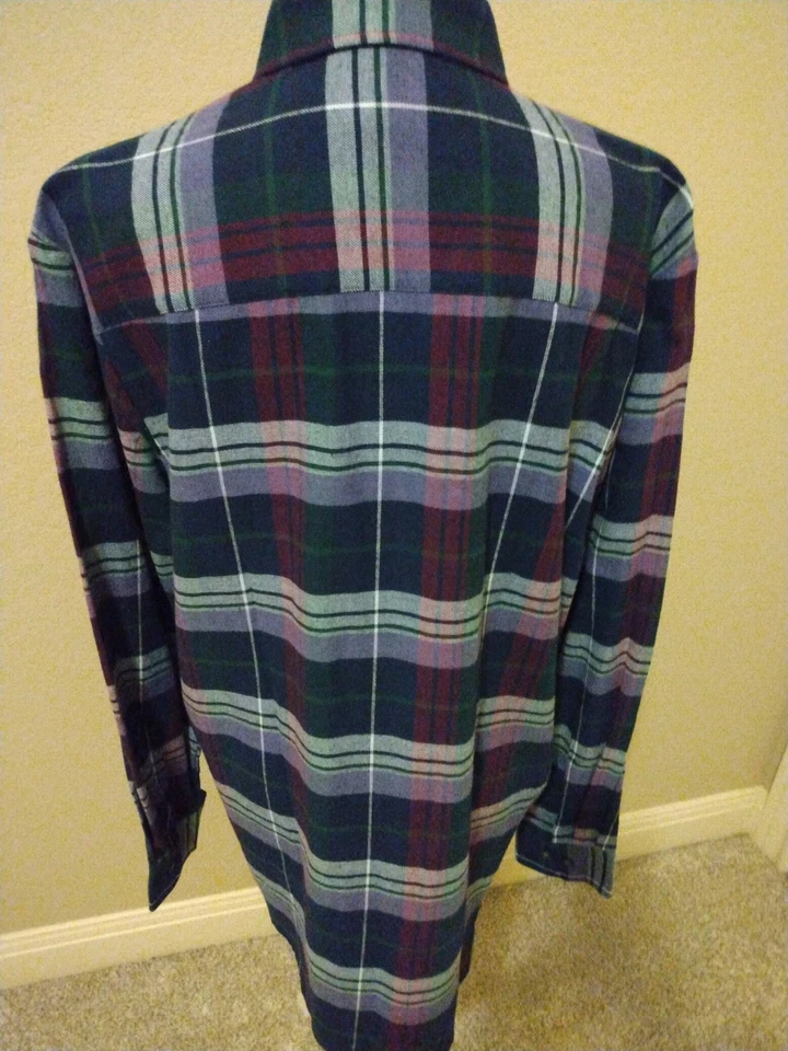 Men's XL Purple Plaid Flannel Long Sleeve Shirt - Image 3 of 4