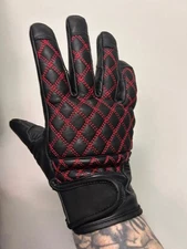 Men's Leather Gloves with Red Diamond Stitching 8423.01 Size 3XL