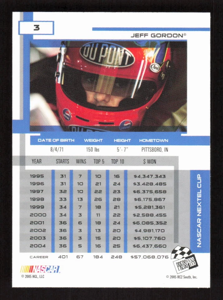 Jeff Gordon 2005 Press Pass Eclipse #3 Hendrick Motorsports - Image 2 of 2