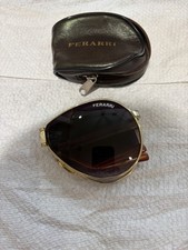 Ferrari Men's Lightweight Pilot Sunglasses Gold Metal Frame Gray Tinted Lenses