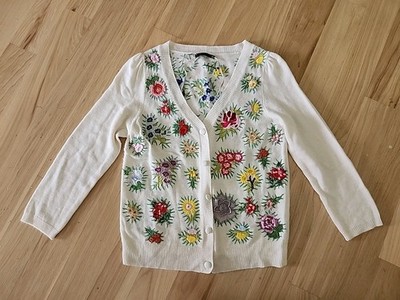 Leifsdottir Anthropology Size M Sweater Cardigan Wool Blend Heirloom Floral 