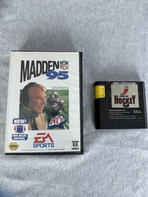 Sega Genesis Model 1 w/2 Controllers, Madden 95 CIB & NHL 93. Tested & Working