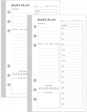 (2-Pack) A6 Undated Daily Planner Refill - To Do List for Filofax Personal Bi...