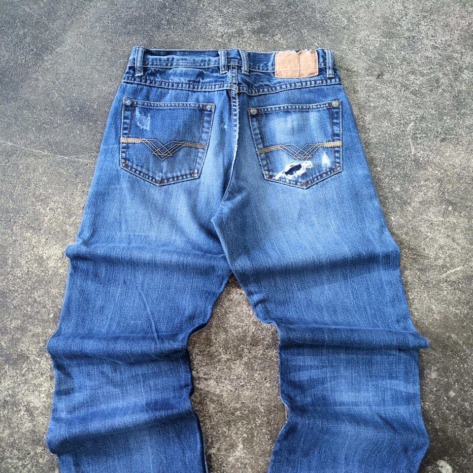 Stetson Western Jeans 28x34 Blue Pants Distressed Dark Faded Retro 1520  - Image 4 of 4