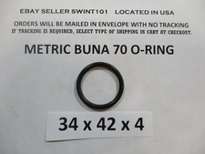 34mm ID x 42mm OD x 4mm thick O-ring. Buna-70. Quan 1.
