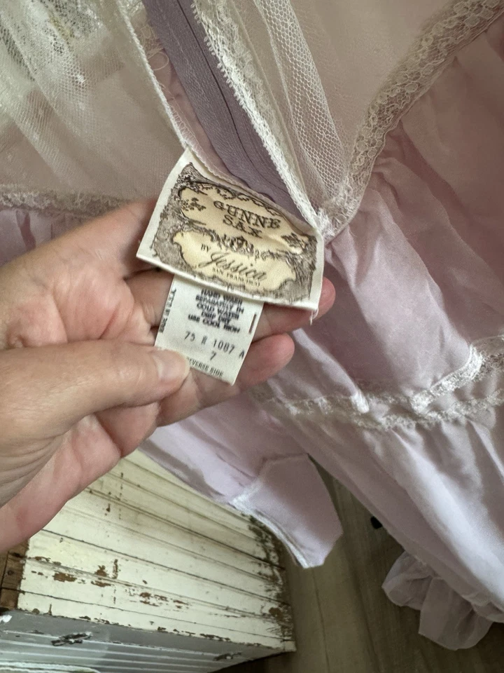 Vestido Vintage Años 70 Gunne Sax por Jessica Maxi Pradera Cottagecore Encaje 7 Boho Foto 3 de 4