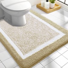 U-Shaped 24x20 Toilet Rugs - Absorbent - Beige  White - Contour Beige