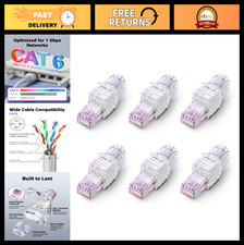 Tool-Free CAT6 RJ45 Connectors, No-Crimp UTP Plugs for Ethernet Cables, 6 Pack