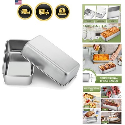 Loaf Pan Set, 9 x 5 Inch Bread Pans, Stainless Steel Loaf Toast Baking Pans F...