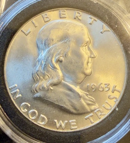 🤩1963-D BEN FRANKLIN HALF DOLLAR *UNCIRCULATED. 90% SILVER. In Capsule