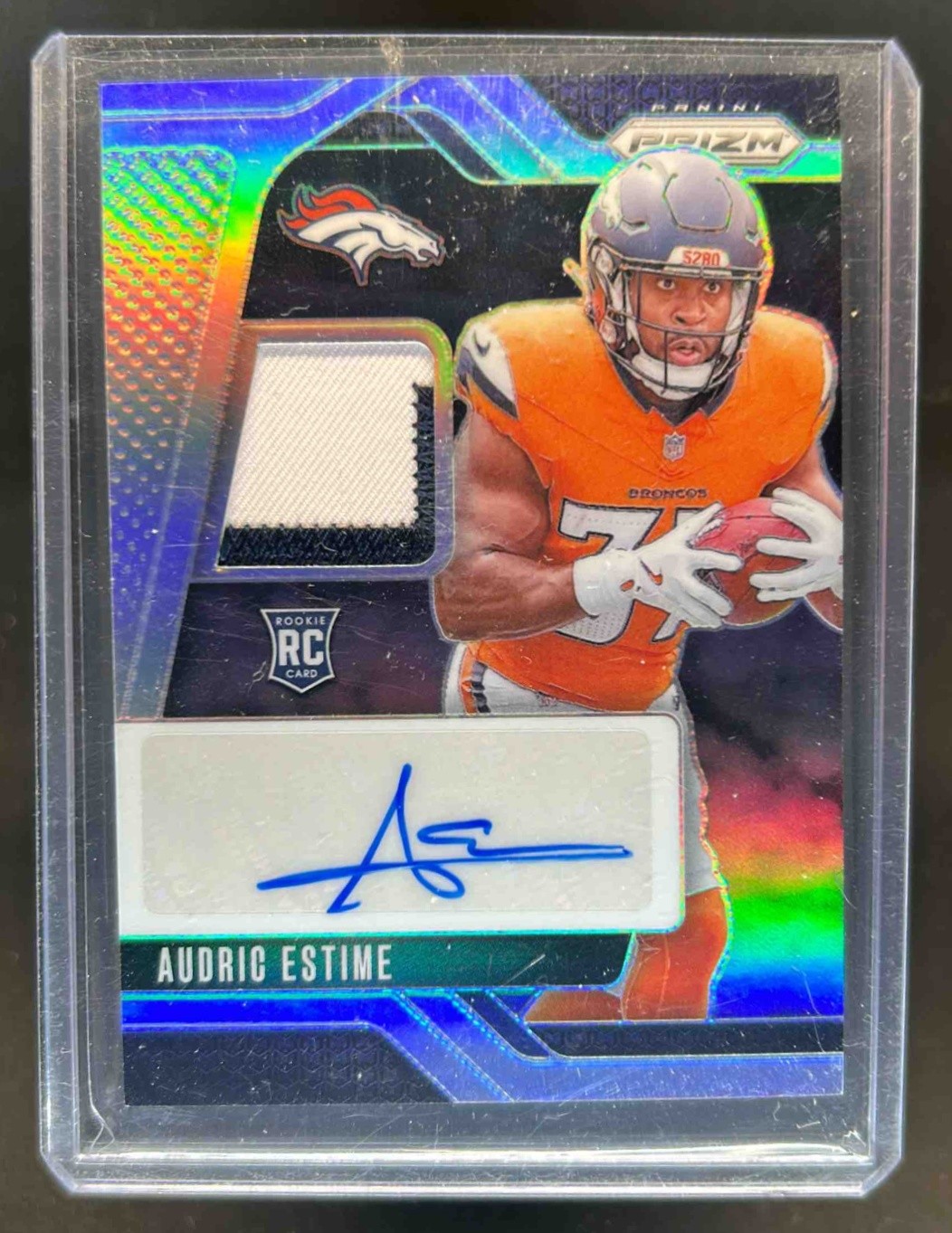 2024 Panini Prizm Audric Estime Rookie Patch Auto RC Rookie #61/99 Broncos