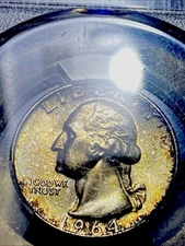 💎 1964 Washington Quarter 25¢ PCGS MS65 🌈 CRESENT  Toning Obverse