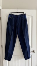 VTG 90S CROSS COLOURS BLOCK PLAID BLUE BAGGY JEANS SIZE 36 MADE IN USA