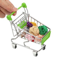 Mini Shopping Cart Tiny Shopping Cart Supermarket Handcart Green