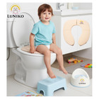LuNiko Foldable Potty Training Toilet Seat Beige & Reward Chart With Travel Bag
