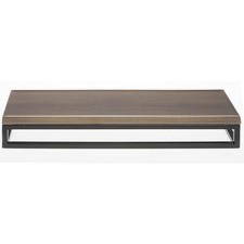 HUBERT  Black Display Riser with Acacia Top - 3 1/5"H