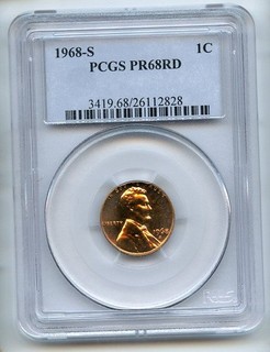 1968 S 1C Lincoln Cent PCGS PR68